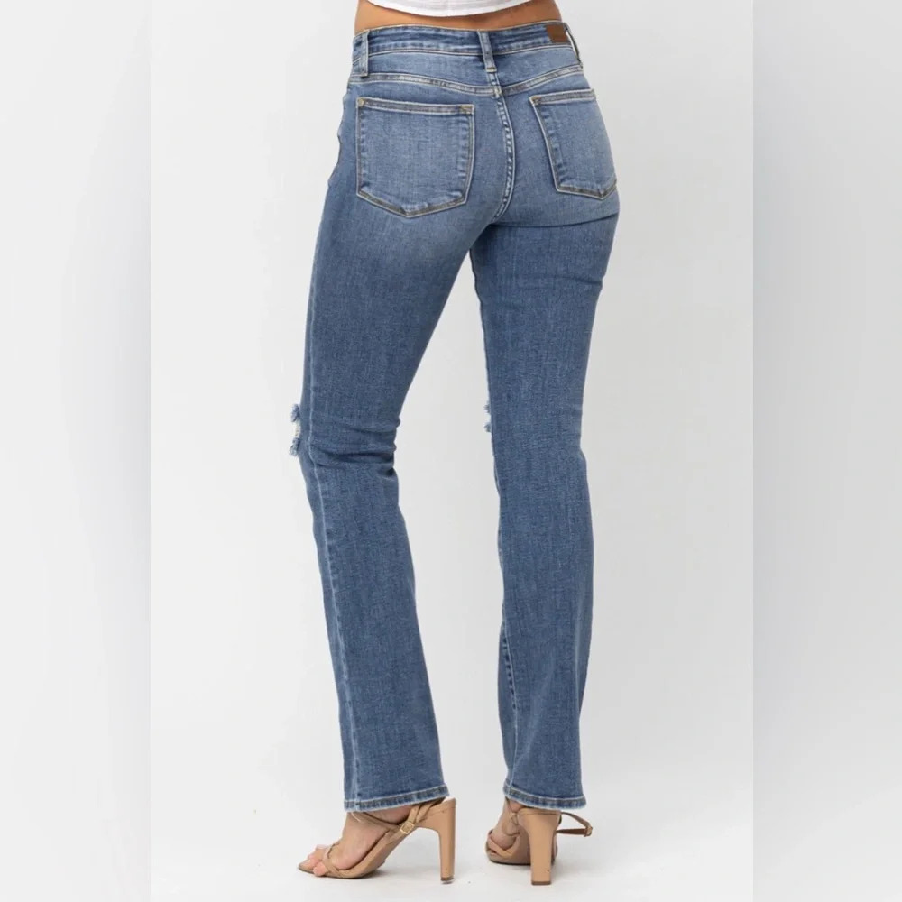 Judy Blue Midrise Distressed Bootcut Jeans - Size 15 - Picture 14 of 14